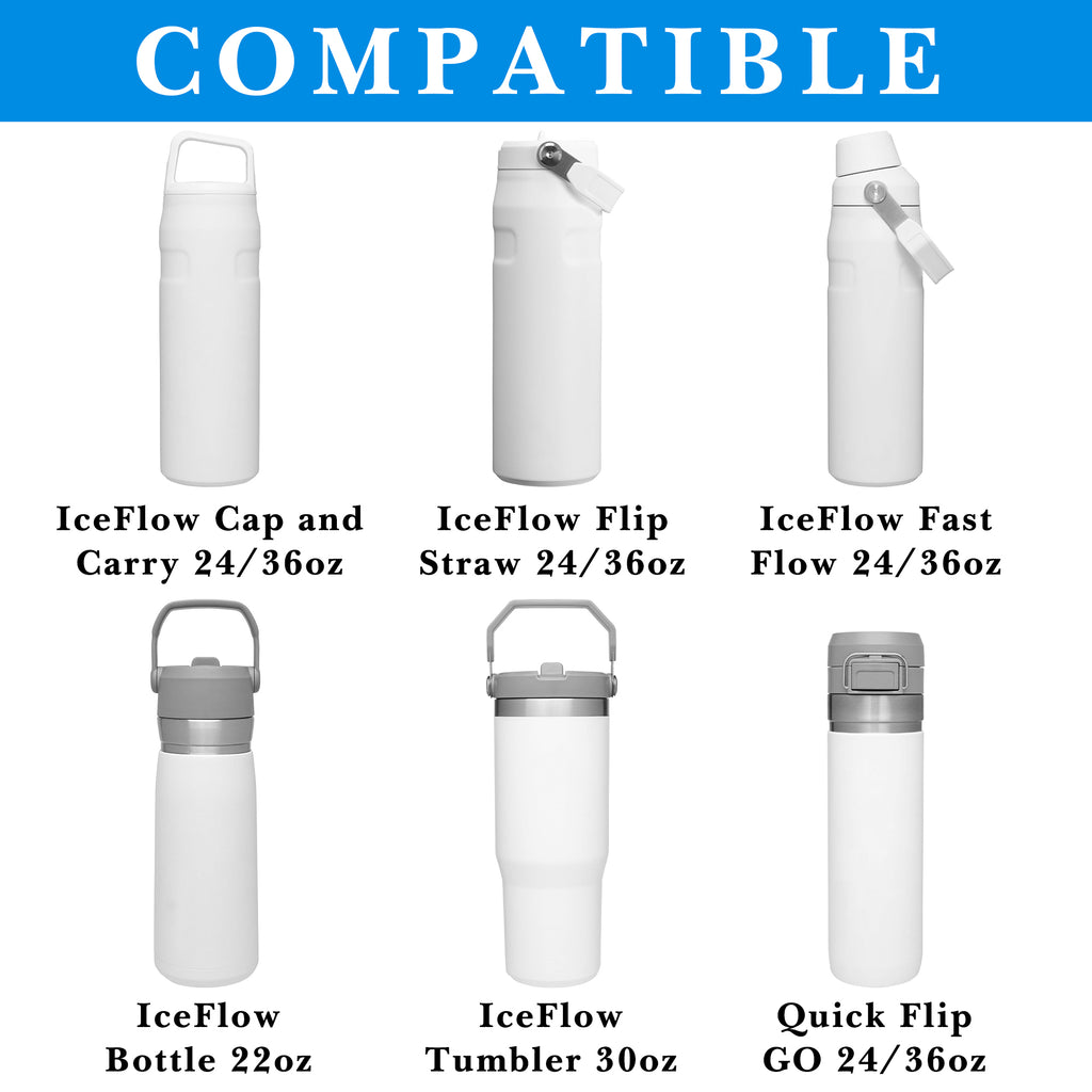 Linkidea Water Bottle Carrier with Strap Compatible with Stanley Quick Flip GO 24/36oz, IceFlow Fast Flow 24/36oz, Waterbottle Sling Bag Holder, Shoulder Strap with Phone Mesh Pocket, Blue