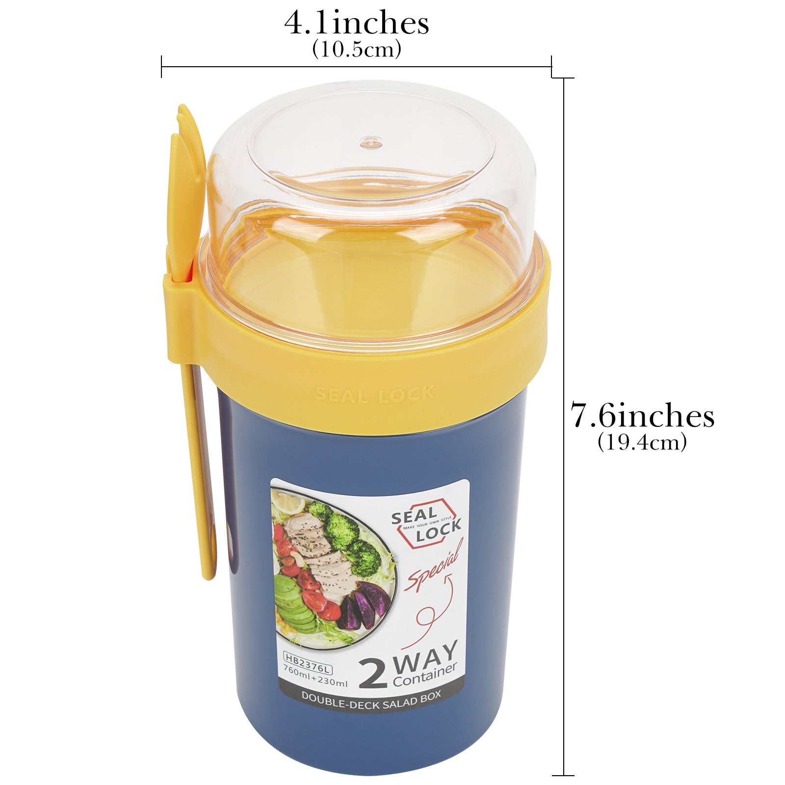 Linkidea Overnight Oats Containers with Lids, 33.4 oz Airtight Plastic Yogurt Cups with Spoons and Lids, Portable Overnight Oats Container for Milk, Cereal, Fruit, Yogurt, Fits Work/Picnic (Blue)