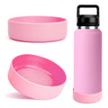 Linkidea 2 Pack Water Bottle Boot Compatible with YETI Rambler Bottle 26oz, Yonder 34oz, Silicone Anti-Slip Bottle Bottom Sleeve Bumper Protector (Light Pink)