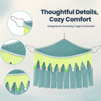 Corner Fleece Hideout Hammock for Small Animals, Cozy Hanging Cage Bed with Tassel Curtain, Soft Habitat Shelter with 3 Metal Hooks for Guinea Pigs, Rabbits, Rats, Ferrets, Chinchillas