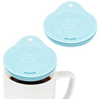 Linkidea 2 Pack Silicone Coffee Mug Lid for 3"(76mm) to 3.4"(86mm) Inside Diameter Mugs, Splash Resistant Replacement Mug Lid for Home, Office, Travel, Dishwasher-Safe (Blue)