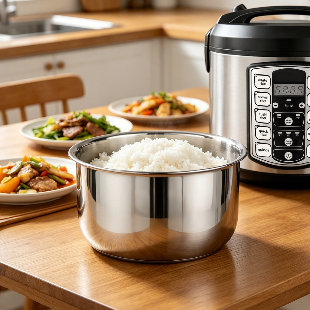 Linkidea Stainless Steel Rice Cooker Inner Pot Compatible with Aroma ARC-5000SB, No-Coating Replacement Bowl, Dishwasher Safe