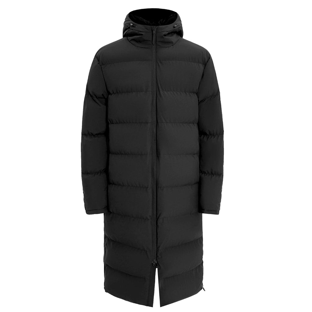 Kids Bench Jacket, Child Bench Parka, Youth Soccer Training Extra Long Jacket, Quilted Windproof Sports Outwear, Hooded Stadium Coat, Keep Legs Warm in Cold Weather (Black, Size Medium)