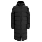 Kids Bench Jacket, Child Bench Parka, Youth Soccer Training Extra Long Jacket, Quilted Windproof Sports Outwear, Hooded Stadium Coat, Keep Legs Warm in Cold Weather (Black, Size Medium)