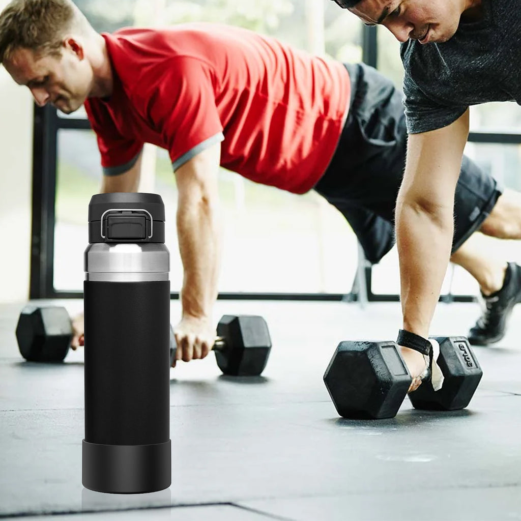 Linkidea 2 Pack Water Bottle Boot Compatible with Stanley Quick Flip GO 36oz, Silicone Waterbottle Bottom Bumper Protector (Black)