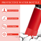 Linkidea 2 Pack Water Bottle Boot Compatible with Hydro Flask Wide Mouth 12oz/14oz/16oz/18oz/20oz, Silicone Bottle Bottom Sleeve Bumper Protector (Red)