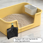 Cat Litter Waste Bin Kit with 100 Liners & Storage Hook, Hanging Disposal Container for Litter Box Sidewall, Space-Saving Scoop Station for Daily Cleanup