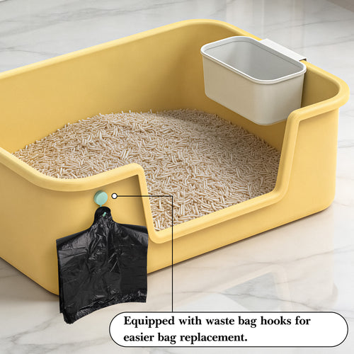 Cat Litter Waste Bin Kit with 100 Liners & Storage Hook, Hanging Disposal Container for Litter Box Sidewall, Space-Saving Scoop Station for Daily Cleanup