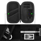 Linkidea Hard Travel Case Compatible with Vikings, Merkur, Shaving Revolution Double Edge Safety Razor, Storage Box Organizer for Safety Razor & Shaving Attachments (Lychee Vegan Leather)