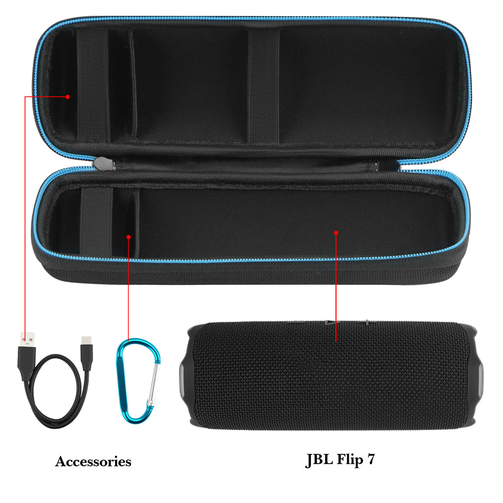 Linkidea Hard Shell Carrying Case Compatible with JBL Grip, Flip 7 / Flip 6 / Flip 5 / Flip 4 / Flip 3 Bluetooth Speaker, Protective Travel Case with Handle, EVA Storage Bag, Black
