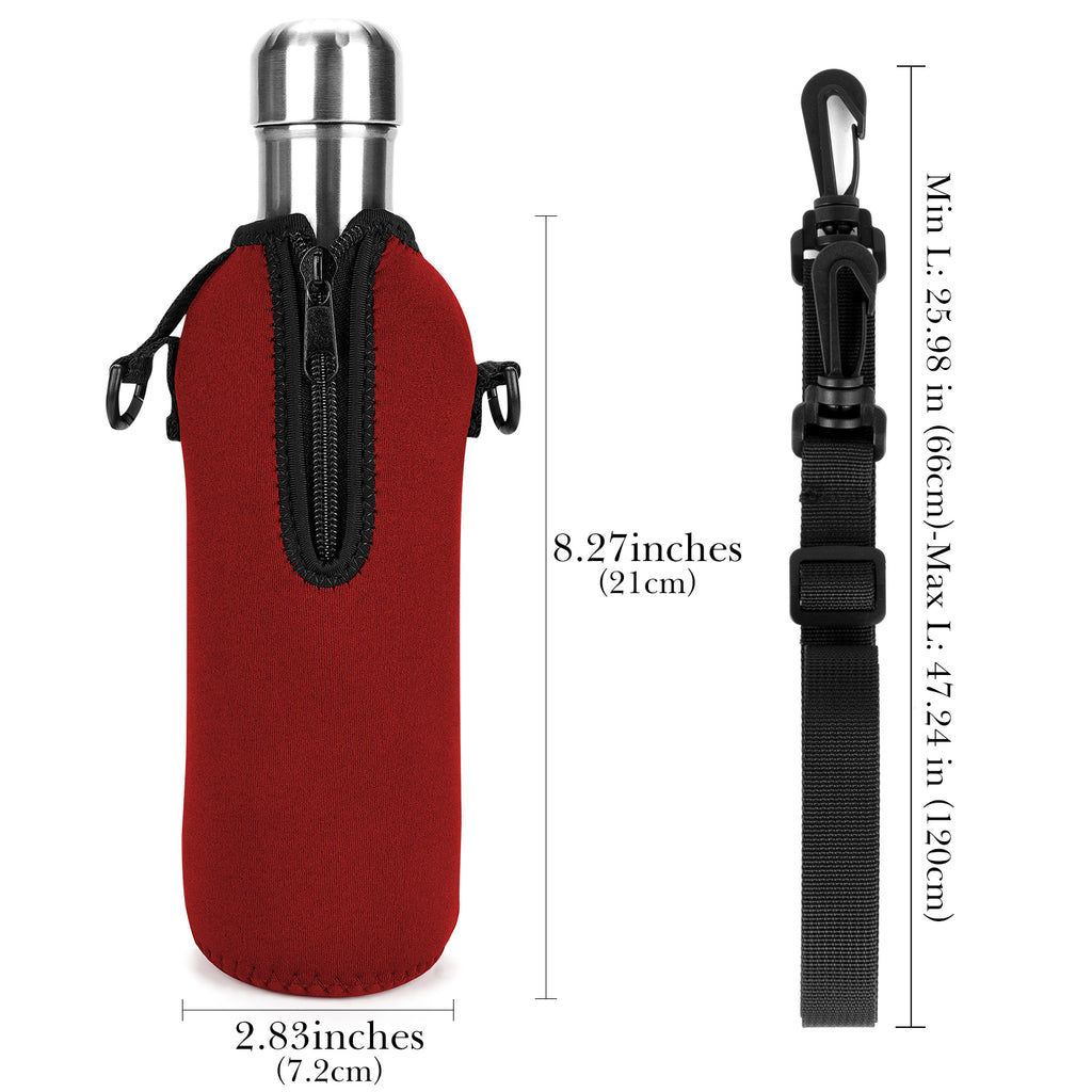Linkidea Neoprene Water Bottle Carrier with Strap Compatible with S ORIGINAL, Koodee, MIRA 17oz Cola Shaped Bottle, Insulated Waterbottle Sling Bag Holder with Shoulder Strap, Red
