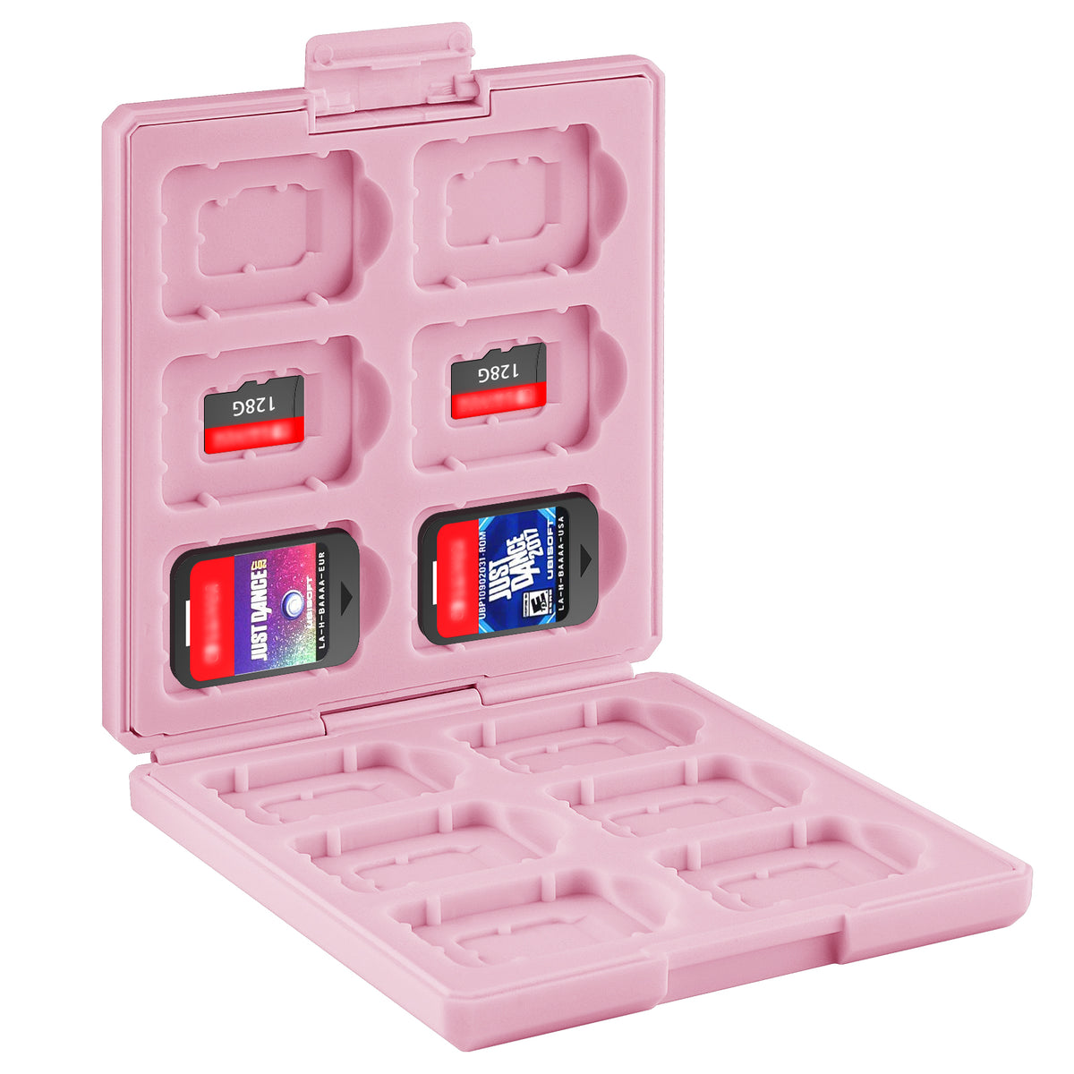 Linkidea Game Card Case Compatible with Nintendo Switch NX, NS, Hard Shell Protective Storage Carrying Box with 12 Card Slots and Micro SD Card Holder (Pink)