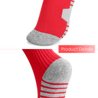 Linkidea Kids Soccer Socks with Shin Guards, 2 Pairs Breathable Knee High Socks with Lightweight Shin Pads, Long Sleeve Cushion Socks for Child 4-6 Years Over Calf Soccer Socks (Red&Blue, S)