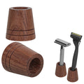 Linkidea 2 Pack Toothbrush & Razor Stand, Shaving Holder for Bathroom Counter, Compatible with Gillette Vector 3, Harry's 5 Blade (Brown)