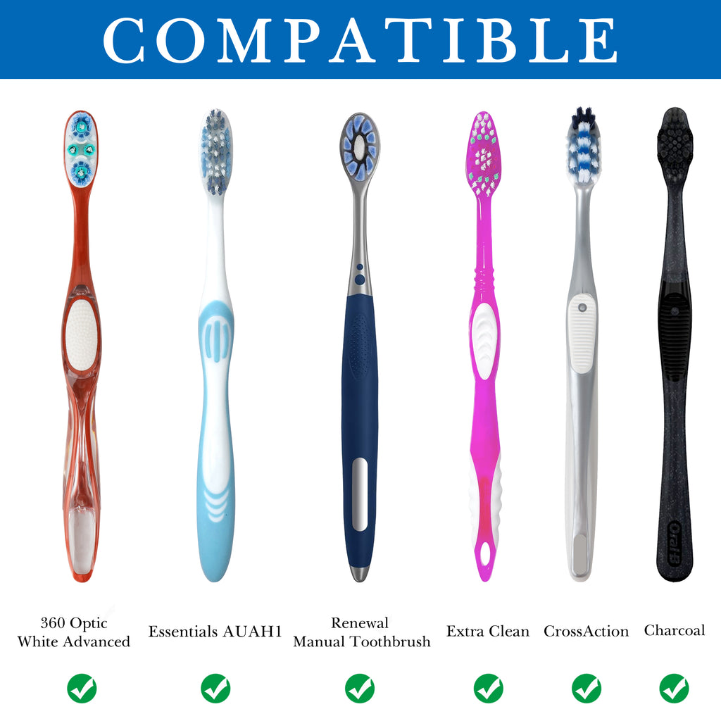 Linkidea Manual Toothbrush Travel Case with Strap for Toothpaste, Silicone Brush Container, Protective Storage Compatible with Oral-B CrossAction, Colgate 360 Optic White Advanced (Green)