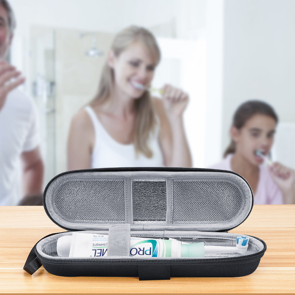 Linkidea Electric Toothbrush and Toothpaste Travel Case with Ventilation, Hard Shell Electronic Tooth Brush and Paste Protective Storage Bag, Compatible with Oral-B iO Series, Philip Sonicare