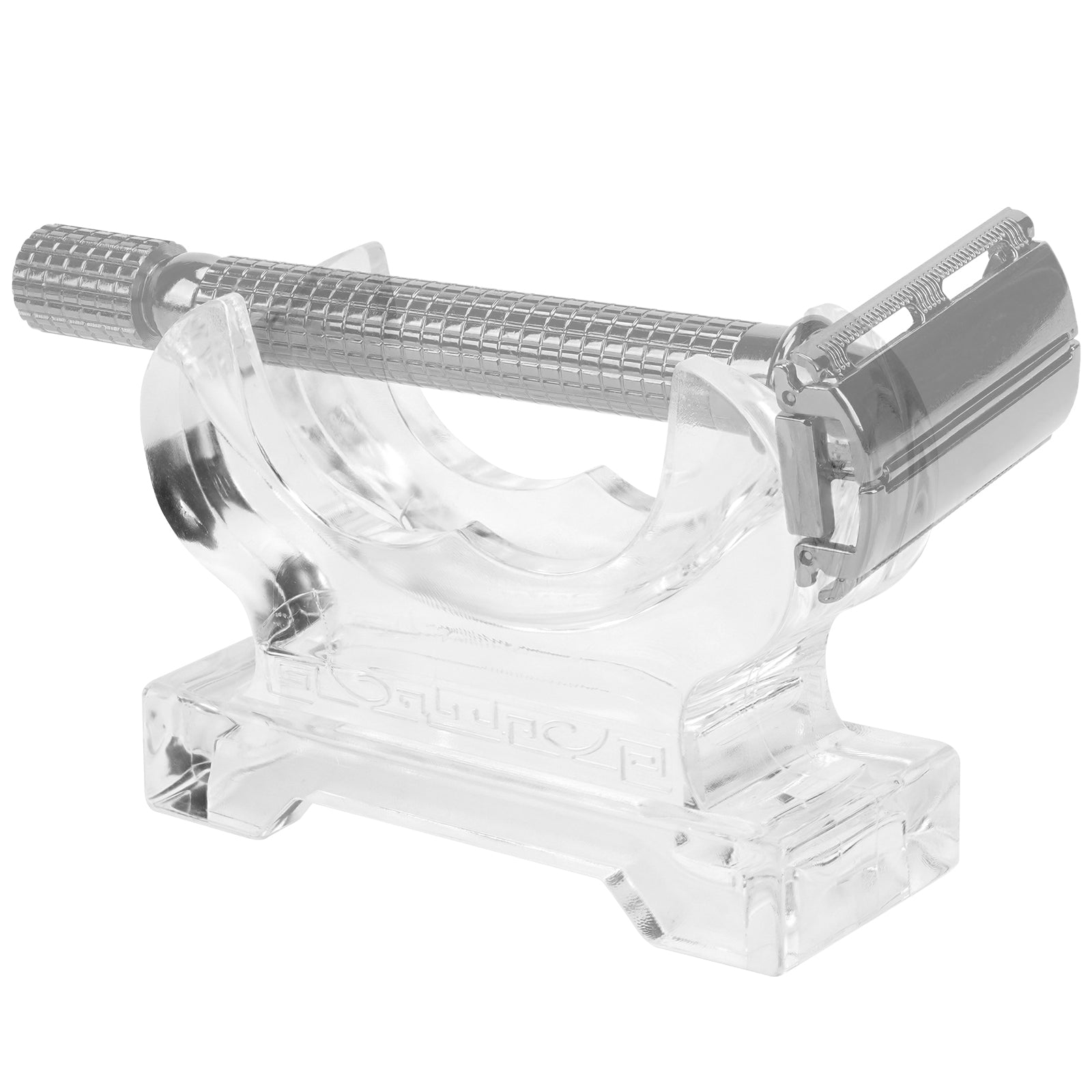 Linkidea Acrylic Men's Razor Stand Holder, Stable Storage Bracket Bathroom Countertop Organizer, Easy Clean, Compatible with Gillette Fusion 5 Power, Merkur 23C, Shaving Revolution (Clear)