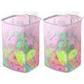 Linkidea 2 Pack Mesh Hanging Bath Toy Storage Organizer, Bathtub Basket with Adhesive Hooks, Wall Mount Shower Caddy Holder for Kids Bathroom Toys, Toiletries, Pink