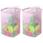 Linkidea 2 Pack Mesh Hanging Bath Toy Storage Organizer, Bathtub Basket with Adhesive Hooks, Wall Mount Shower Caddy Holder for Kids Bathroom Toys, Toiletries, Pink