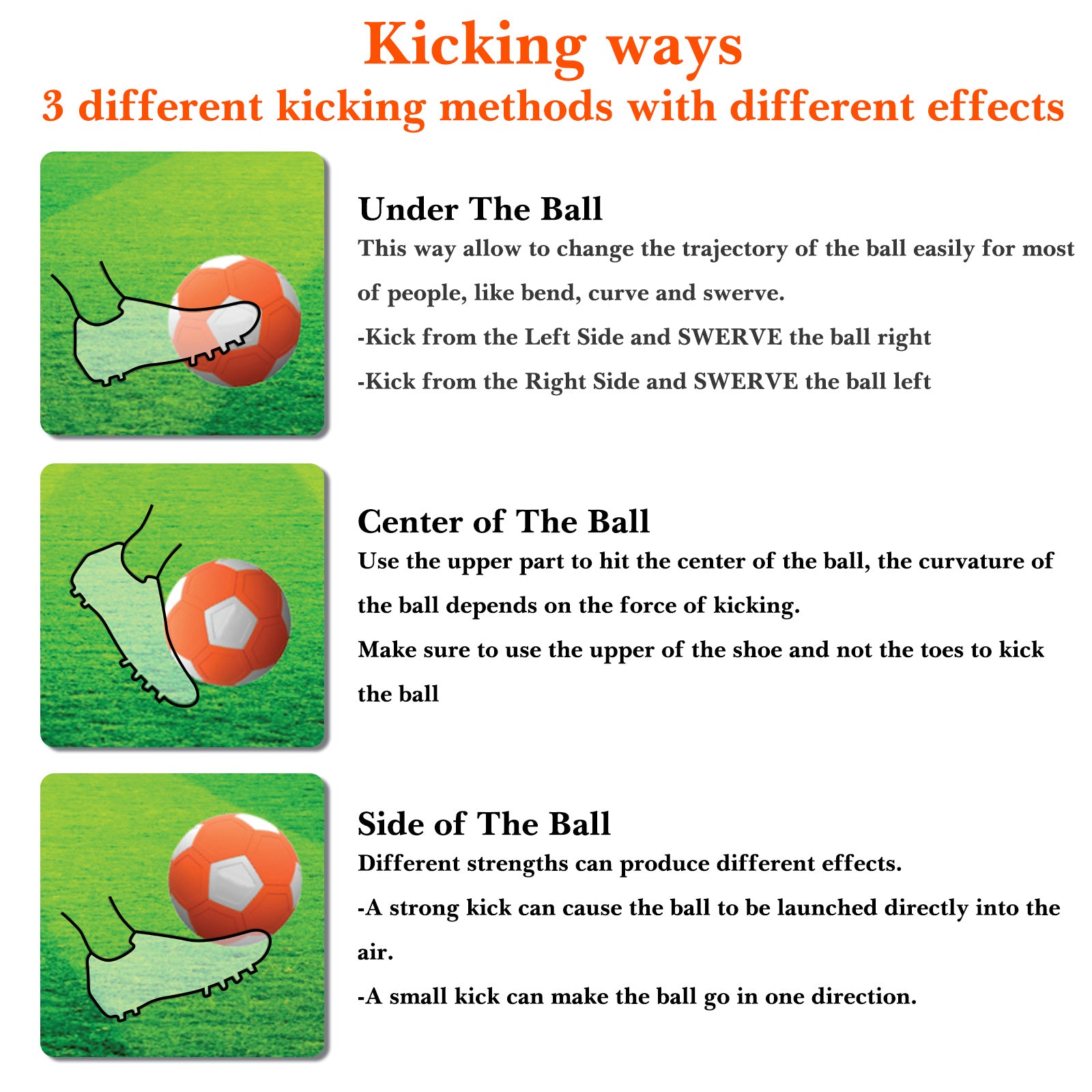 Linkidea Curve Soccer Ball, Size 4 Swerve Soccer Ball for Kids, Youth Football, Kick Curving Like The Pros, Backyard Game Gift for Boys and Girls (Orange)