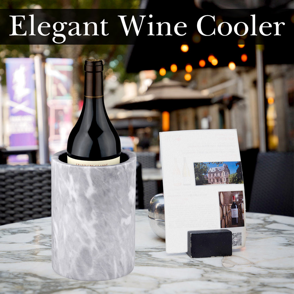 Linkidea Natural Marble Wine Cooler, Elegant Wine Insulation Bucket for Bottles, Gift for Wine Enthusiasts, Ideal for Gatherings and Events (White)