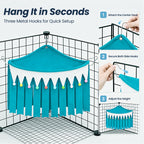 Corner Fleece Hideout Hammock for Small Animals, Cozy Hanging Cage Bed with Tassel Curtain, Soft Habitat Shelter with 3 Metal Hooks for Guinea Pigs, Rabbits, Rats, Ferrets, Chinchillas