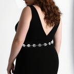 Plus Size Chain Belt for Women, Max 59 Inch Adjustable Extra Large Chunky Belt Chain for Dresses, Party, Casual Wear, Fashion Jewelry Accessory (Silver, Daisy Style)