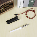 Linkidea 2 Pack Vegan Leather Mini Portable Lanyard Case, Anti-Lost Storage Pouch, Compatible with Small Electronic Pens (Black)