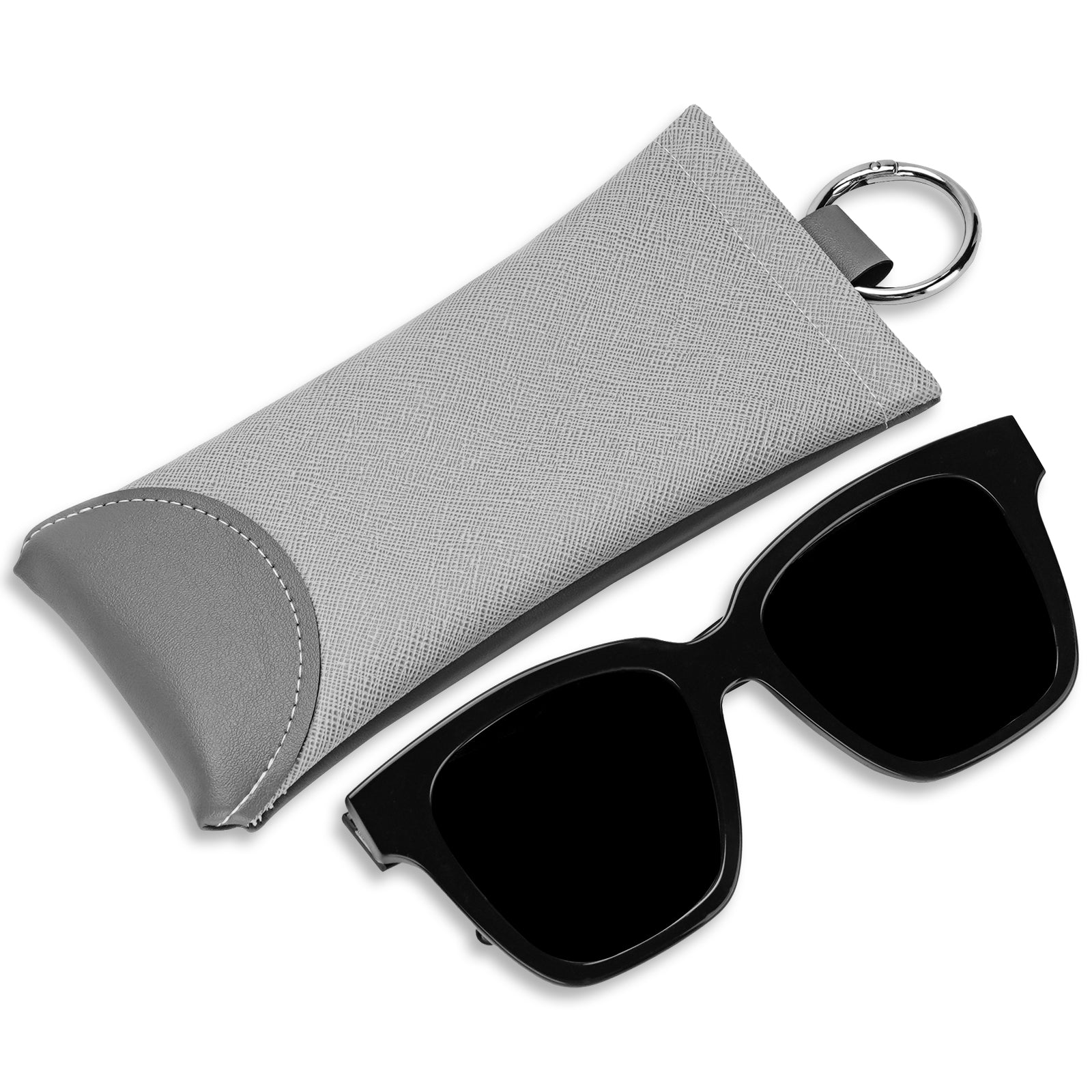 Linkidea Oversized Sunglasses Pouch, Large Frame Glasses Pouch for Sunglass, Eyeglasses Travel Bag Compatible with Rayban Aviator Titanium/Caravan Reverse/Various Brand Models (Grey)