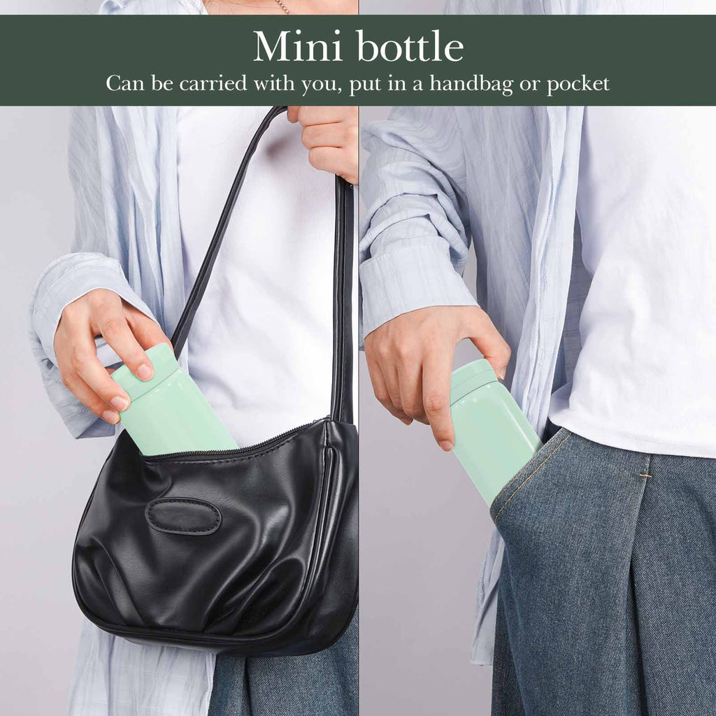 Linkidea 7oz (200ml) Mini Water Bottle, Vacuum Insulated Stainless Steel Bottle for Hot & Cold Drinks, Spill-Proof Small Bottle Fit Handbag, Purse and Pocket (Green)
