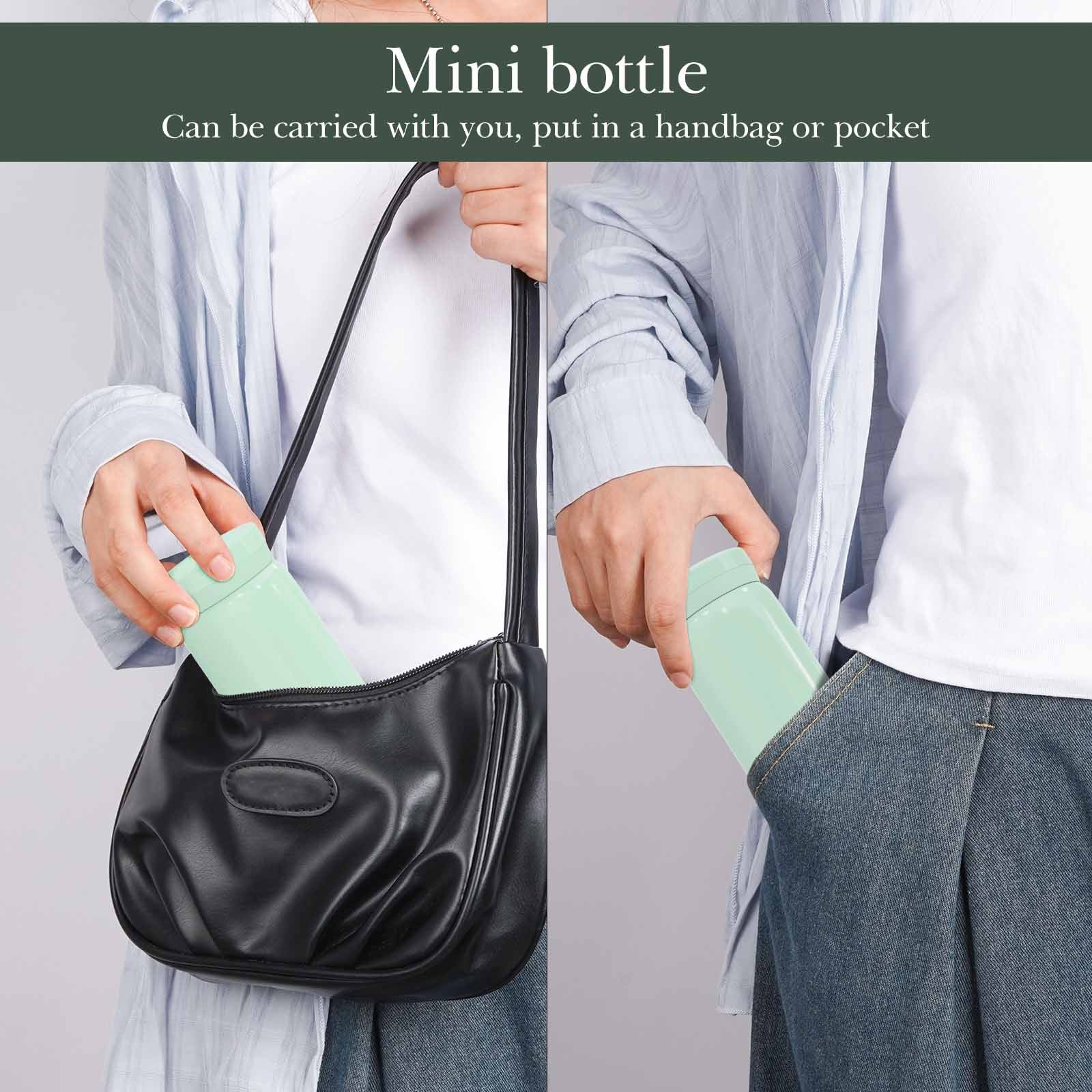 Linkidea 7oz (200ml) Mini Water Bottle, Vacuum Insulated Stainless Steel Bottle for Hot & Cold Drinks, Spill-Proof Small Bottle Fit Handbag, Purse and Pocket (Green)
