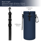 Linkidea Neoprene Water Bottle Carrier with Strap Compatible with YETI Rambler Bottle 18oz/26oz, Yonder 25oz, Insulated Waterbottle Sling Bag with Shoulder Strap, Navy Blue