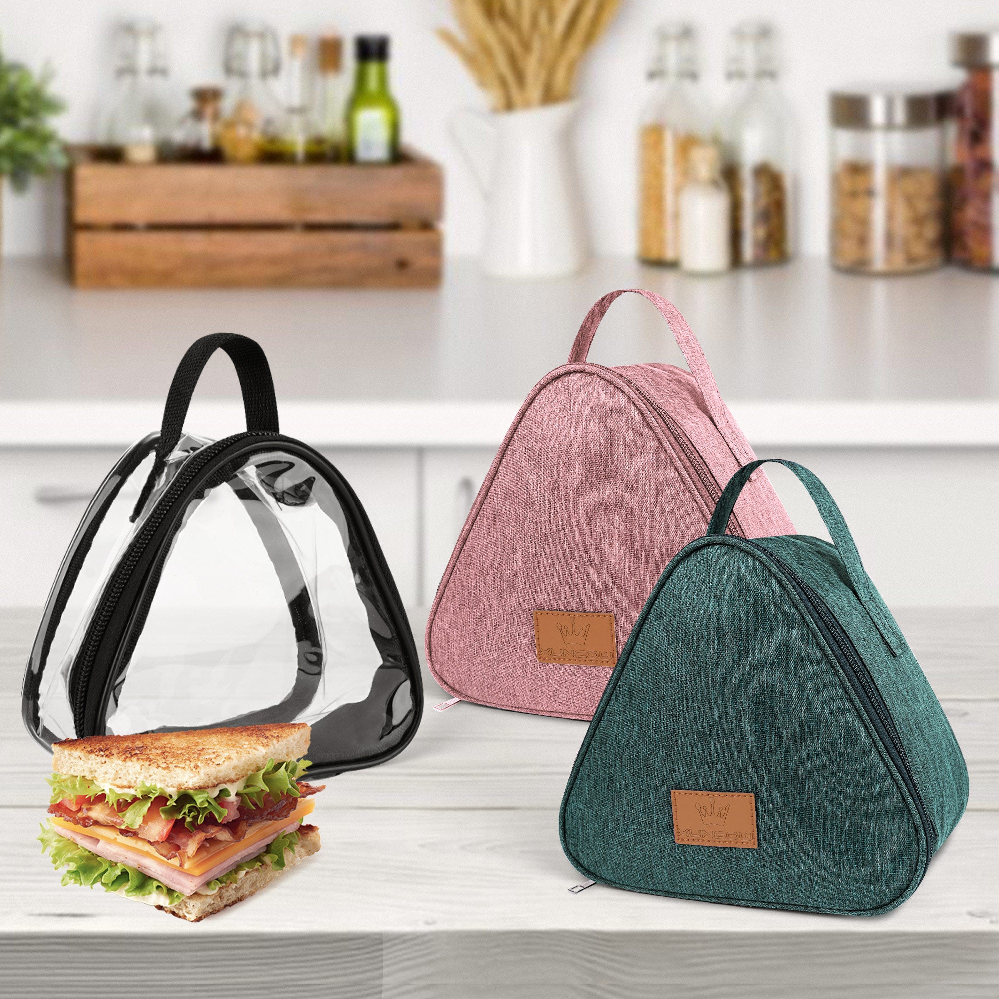 Linkidea Reusable Snack Bag, Large Capacity Insulated Snacks Storage Bag for Fruit, Travel Leak-proof Lunch Box Fits Picnic, Work, Use (Transparent)