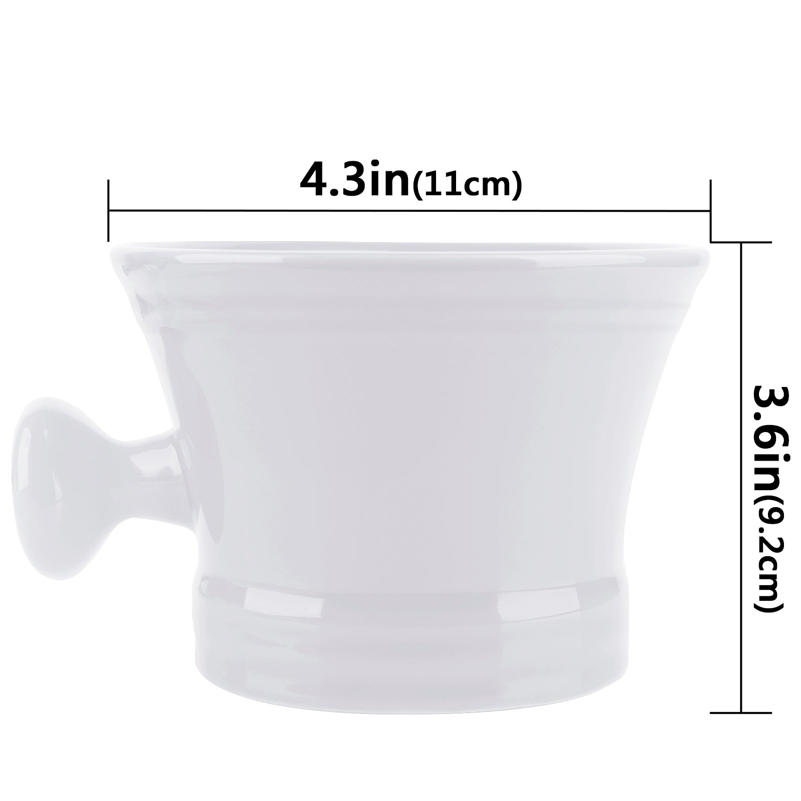 Linkidea Ceramic Shaving Mug with Knob Handle, Deep Lathering Bowl for Men, Wet Shaving Cup Compatible with Shaving Brushes, Razor Soap & Cream Holder, Grooming Accessory (White)