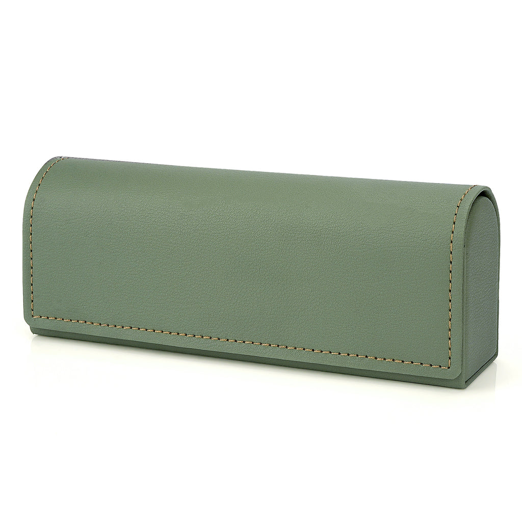 Extra Large Hard Shell Sunglasses Case, Green Vegan Leather Sun Glasses Storage Bag Pouch Organizer Compatible with Persol PO3357S PO3235S PO3366S RayBan RB3647N RB2197
