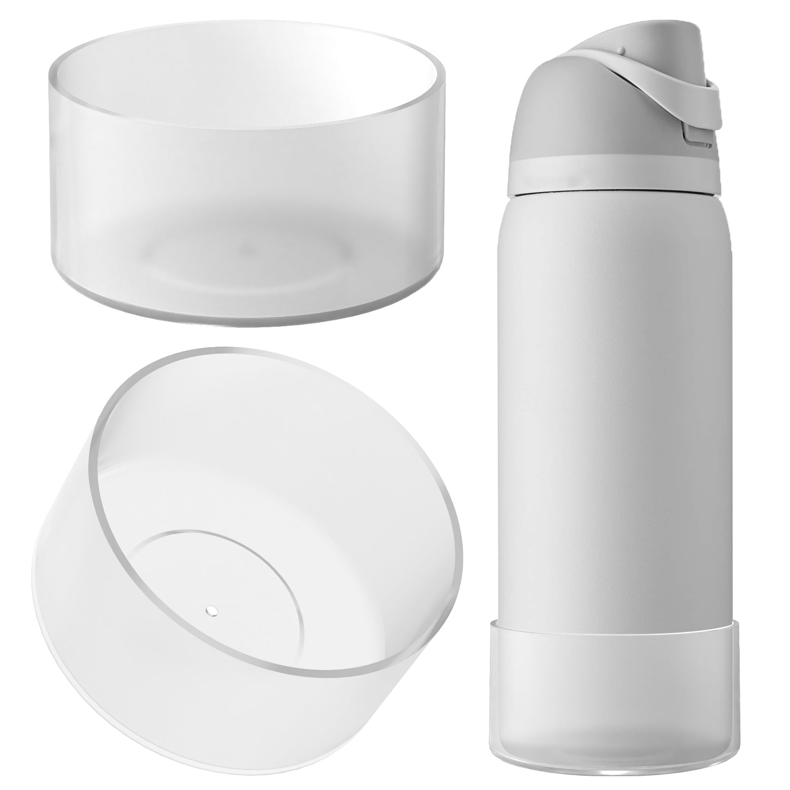 Linkidea 2 Pack Water Bottle Boot Compatible with Owala FreeSip 40oz, Silicone Anti-Slip Bottle Bottom Bumper Protector (Clear White)