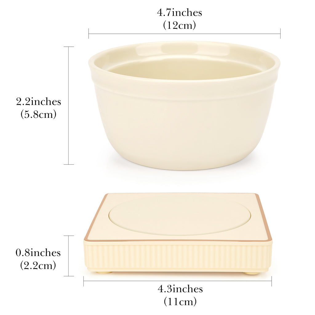 Linkidea Heated Shaving Soap Bowl for Men, Electric Shave Cream Warmer Maintains Warm Temperature, Wet Razor Shave Cream Bowl Accessories (Beige)