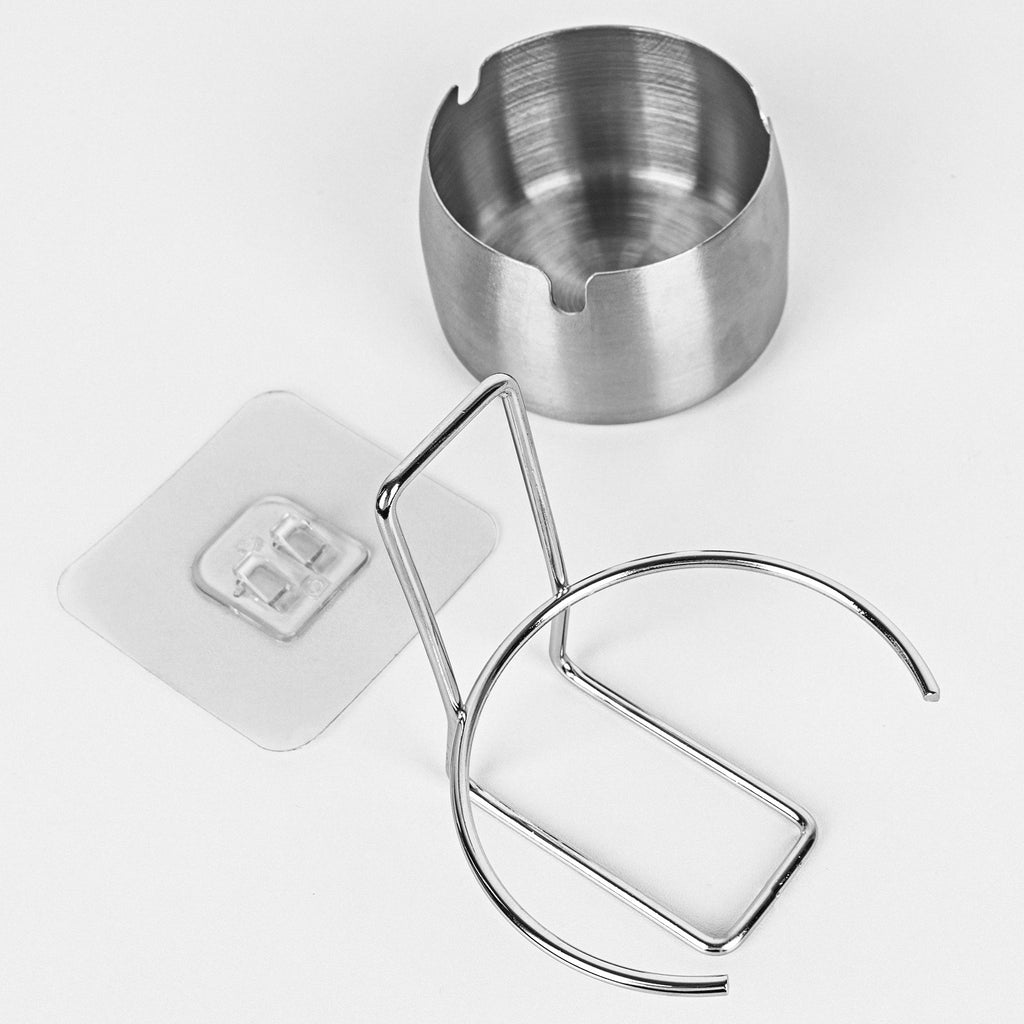 Linkidea Indoor Ashtray for Wall, Bathroom Cigar and Cigarette Ash Collection Containers, Cigarette Trash Can for Bathroom Living Room Hotel Compartment (Silver)