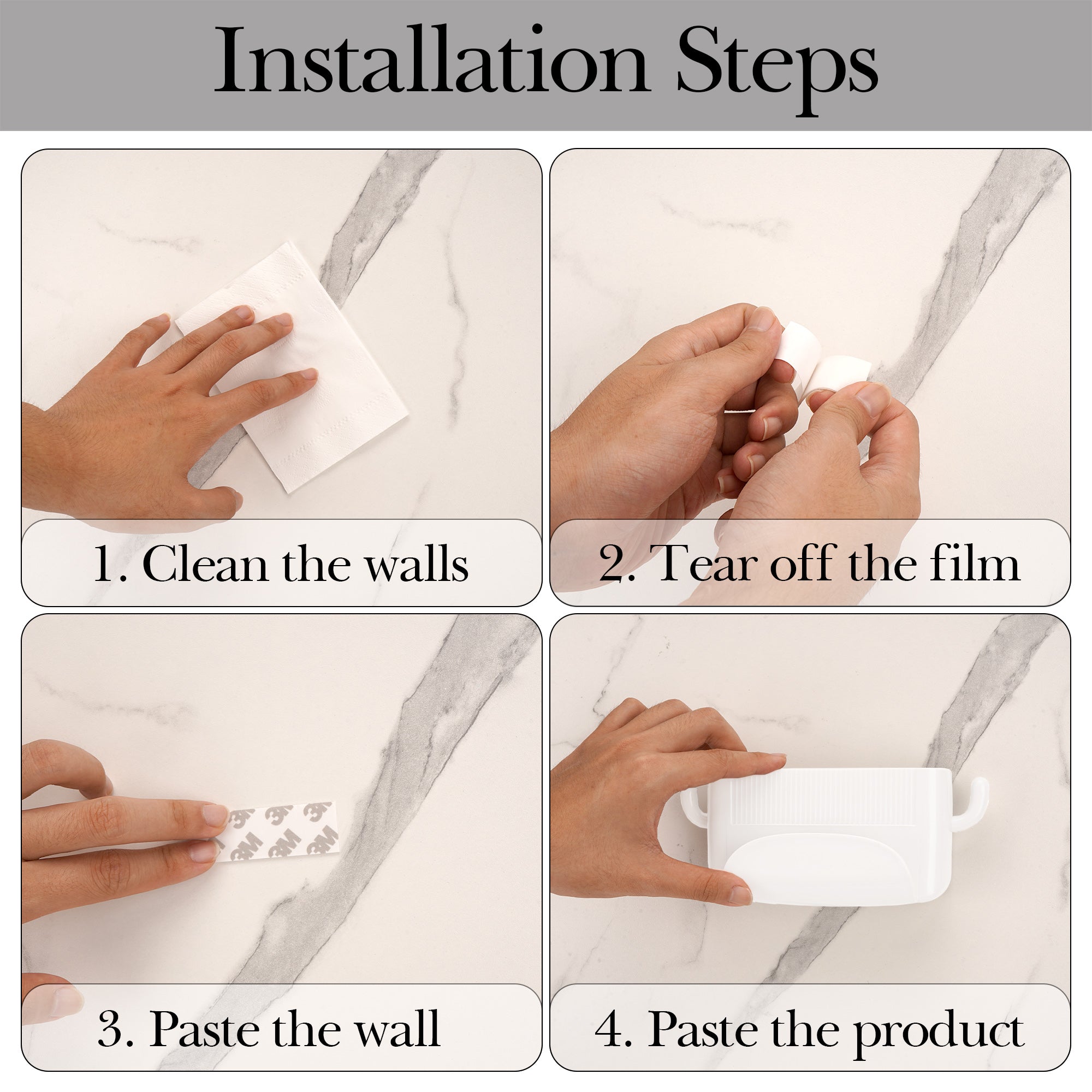 Linkidea Self-Adhesive Wall-Mounted Remote Control Holder with Phone Slot and Side Hooks, No-Drill Plastic Organizer for Small Items (White)