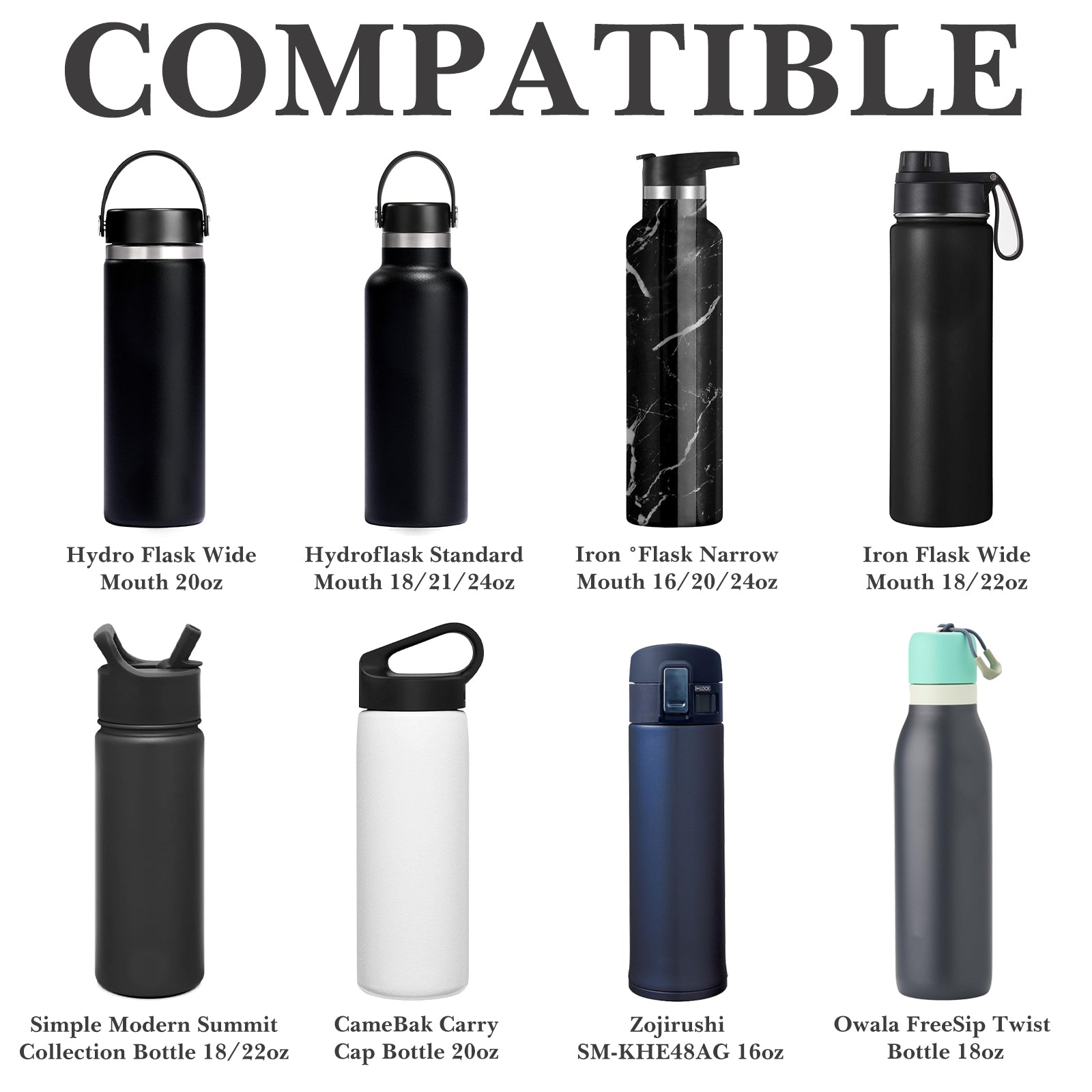 Linkidea Slim Water Bottle Carrier with Shoulder Strap Compatible with Hydro Flask Standard Mouth 18/21/24oz, IRON FLASK, Hard Base Waterbottle Sling Bag Holder, Black