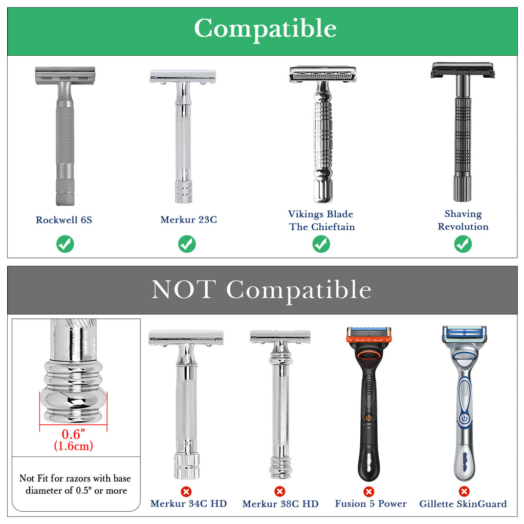 Linkidea 2 Pack Safety Razor Stand, Opening Dia 0.5" (13mm) Men's Shaving Razor Holder, Razor Holder for Bathroom Countertops Compatible with Shaving Revolution (Brushed Silver)
