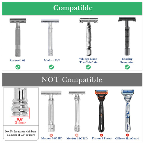 Linkidea 2 Pack Safety Razor Stand, Opening Dia 0.5" (13mm) Men's Shaving Razor Holder, Razor Holder for Bathroom Countertops Compatible with Shaving Revolution (Brushed Silver)