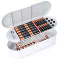Linkidea Battery Storage Case with Tester, Portable Battery Organizer for 42 AA, 47 AAA, 19 Flat Battery, Double Layer Battery Storage Box (Grey & White)