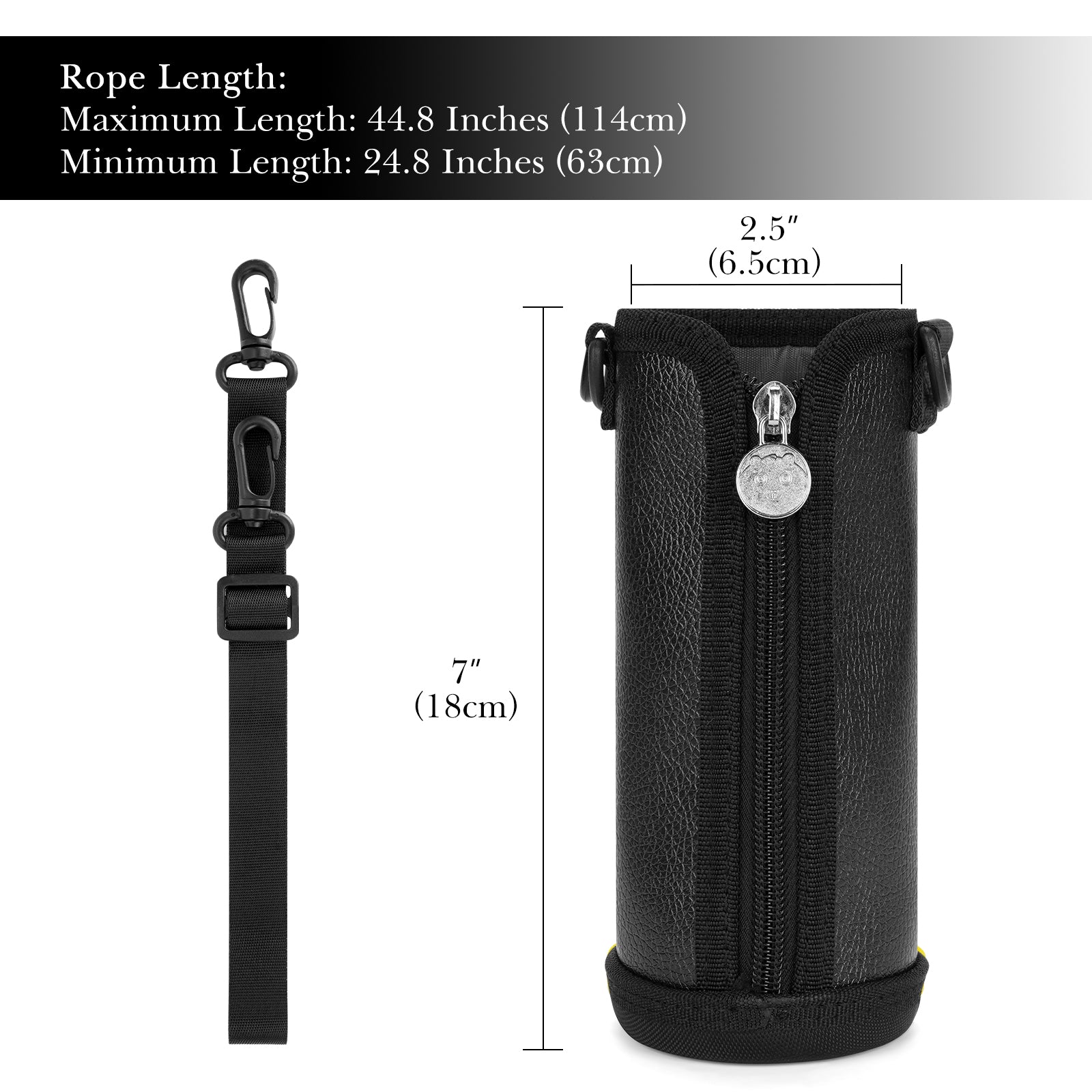 Linkidea Slim Water Bottle Carrier with Strap Compatible with THERMOS FUNTAINER Steel 16oz, Ion8 Sport OneTouch 2.0 500ml, Hard Base Waterbottle Sling Bag Holder Keeps Bottle Upright, Black