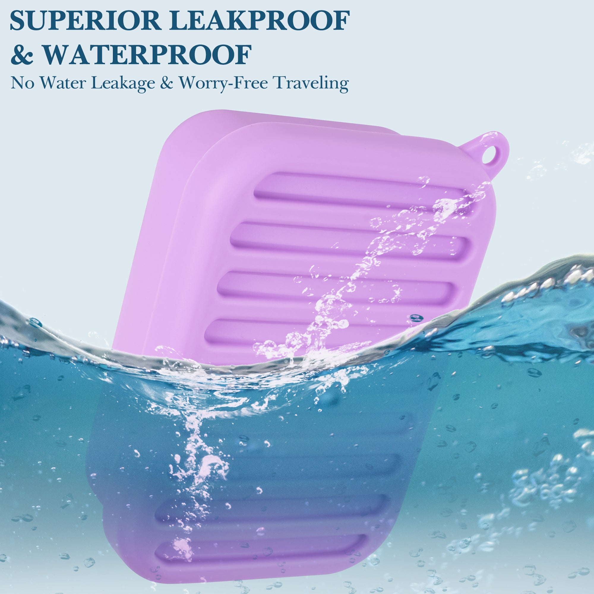 Linkidea Silicone Travel Soap Storage Box, Compact Bar Soap Holder with Drainage Layer, Shatterproof Better Storage, Suitable for Bathroom, Gym (Purple)