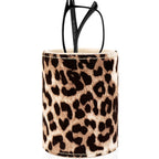Eyeglasses Desk Holder Stand, Vegan Leather Lined Reading Glasses Holder for Nightstand Office Desk Organizer (Leopard Print)