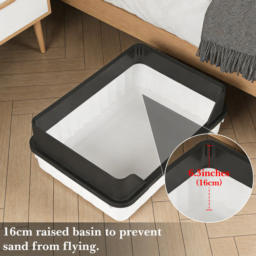 Cat Litter Box with 8-Pack Weekly Disposable Tray Refills, Wash-Free Plastic Kitty Litter Pan, Easy Clean Hygienic Cat Toilet Box for Indoor Cats