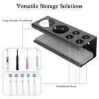 Linkidea Wall Mount Electric Toothbrush Holder, 2 Slots Aluminum Alloy Hanger with Draining Tray, Self Adhesive Organizer Compatible with Oral-B Pro 1000, Genuis X (Black)