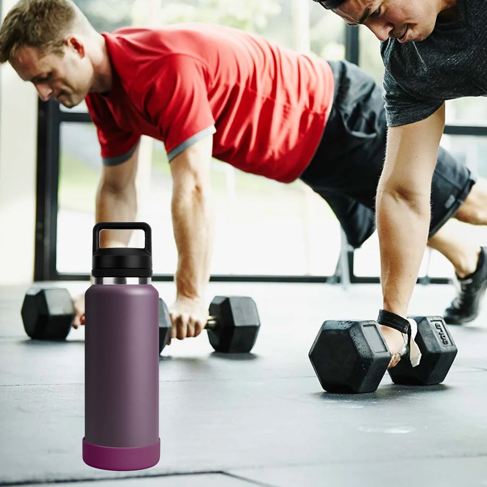 Linkidea 2 Pack Water Bottle Boot Compatible with YETI Rambler Bottle 26oz, Yonder 34oz, Silicone Anti-Slip Bottle Bottom Sleeve Bumper Protector (Nordic Purple)