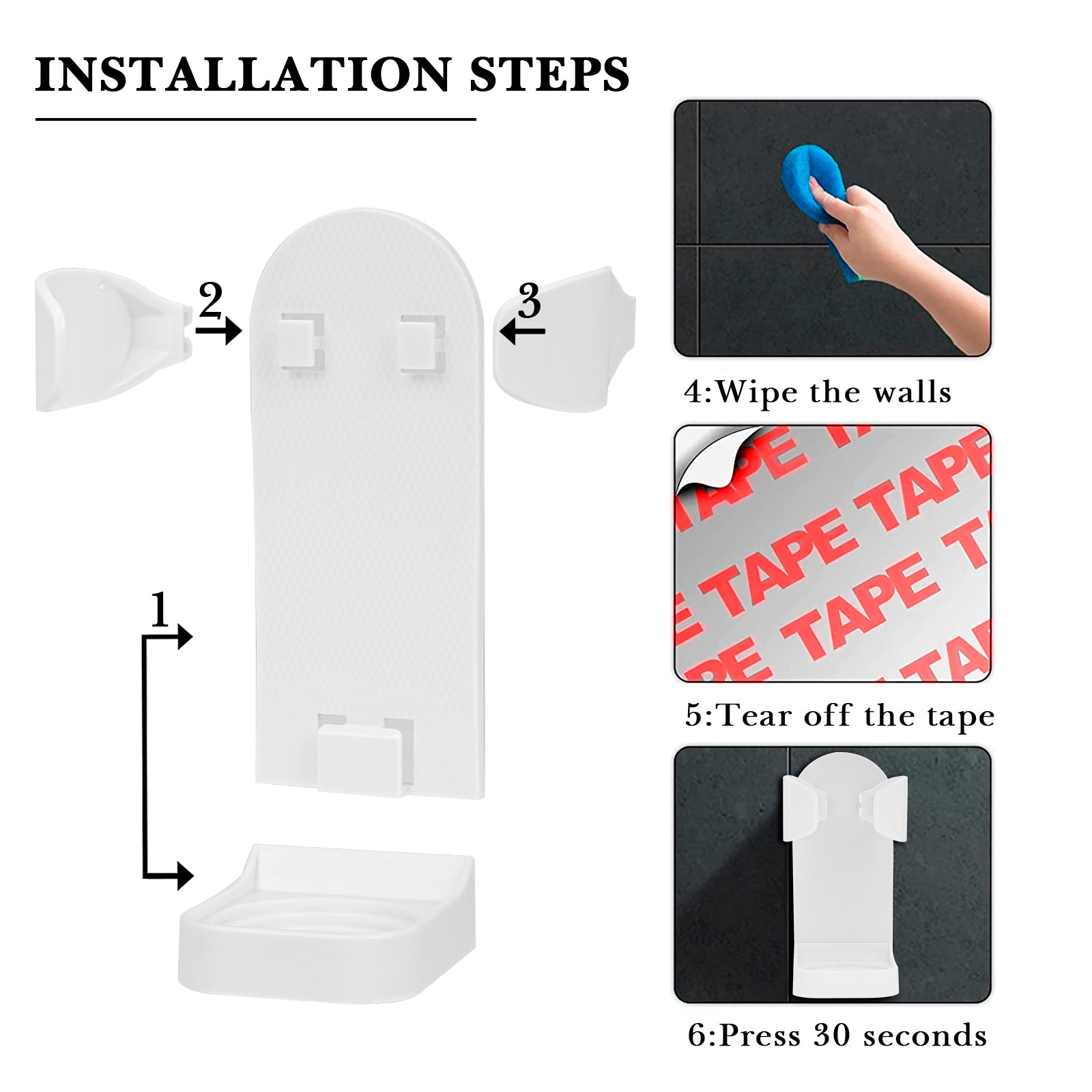 Linkidea 2 Pack Electric Shaver Wall Mount Holder, Self-Adhesive Adjustable Razor Organizer, Compatible with Braun Series 5 / 6 / 7 / 9, Bathroom Shower Storage (White)